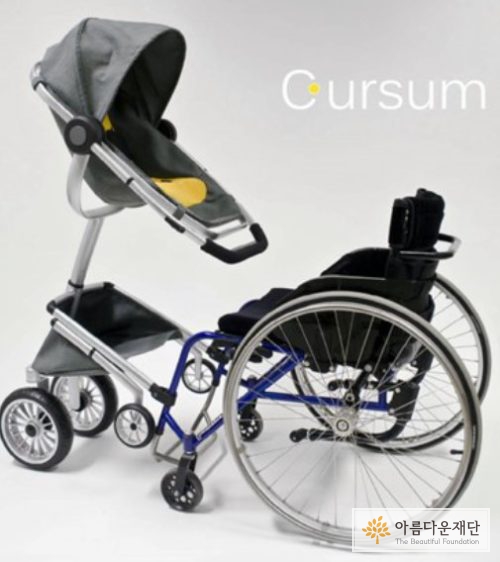국외에서 사용중인 휠체어결합형 유모차 ‘CURSUM’