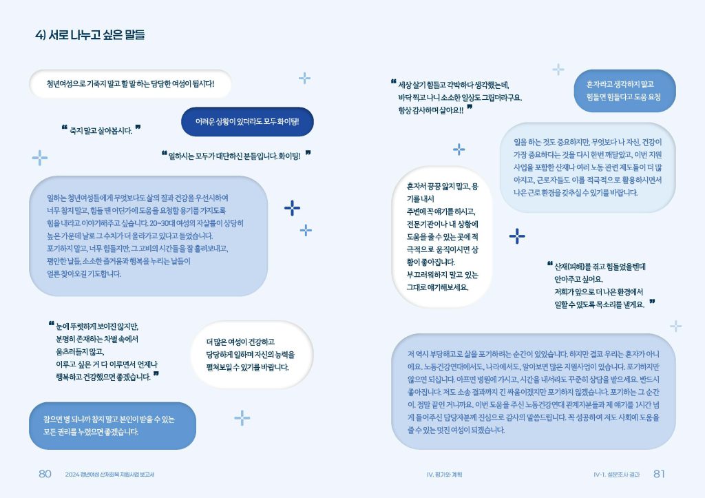 2024 청년여성 산재회복지원 결과보고서 <서로 나누고 싶은 말들> 중에서