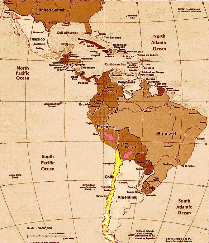 세계지도_세계에서 제일 긴 나라 칠레 